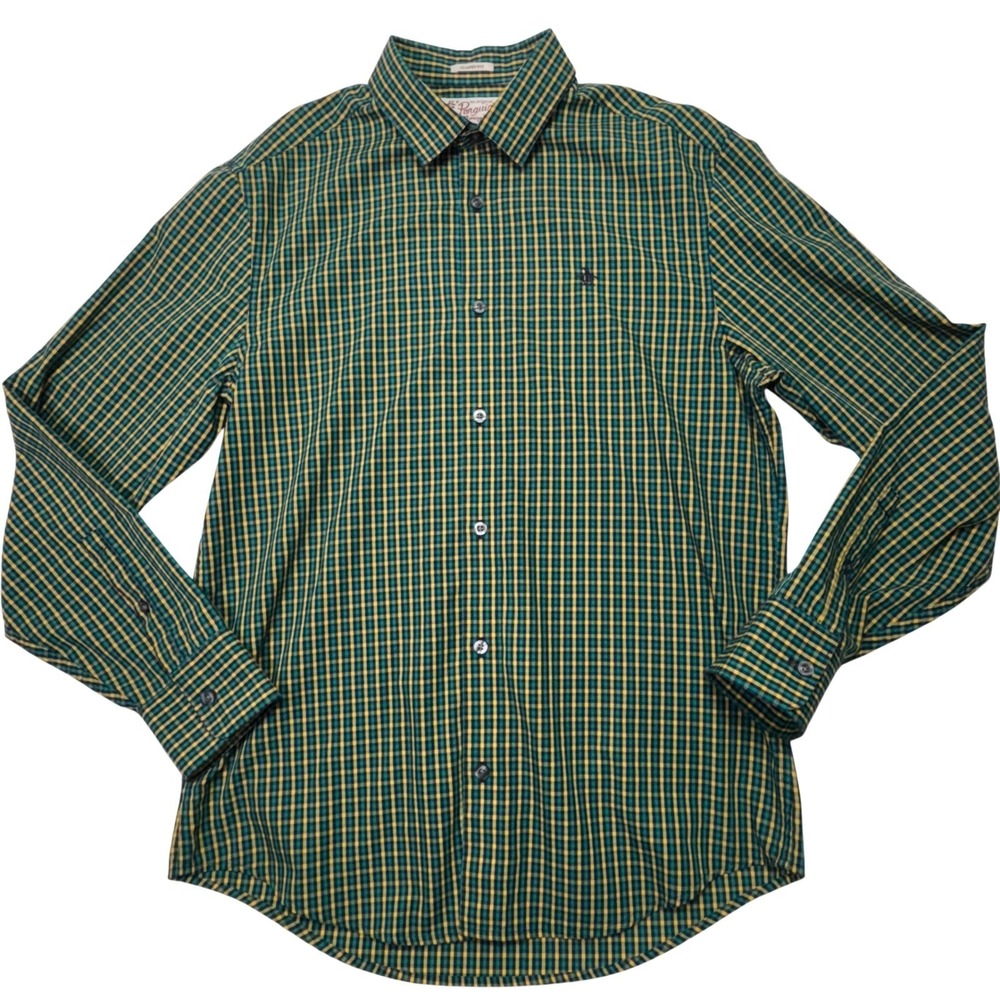Original Penguin Green Yellow Plaid Button Down Shirt Classic Fit Men M